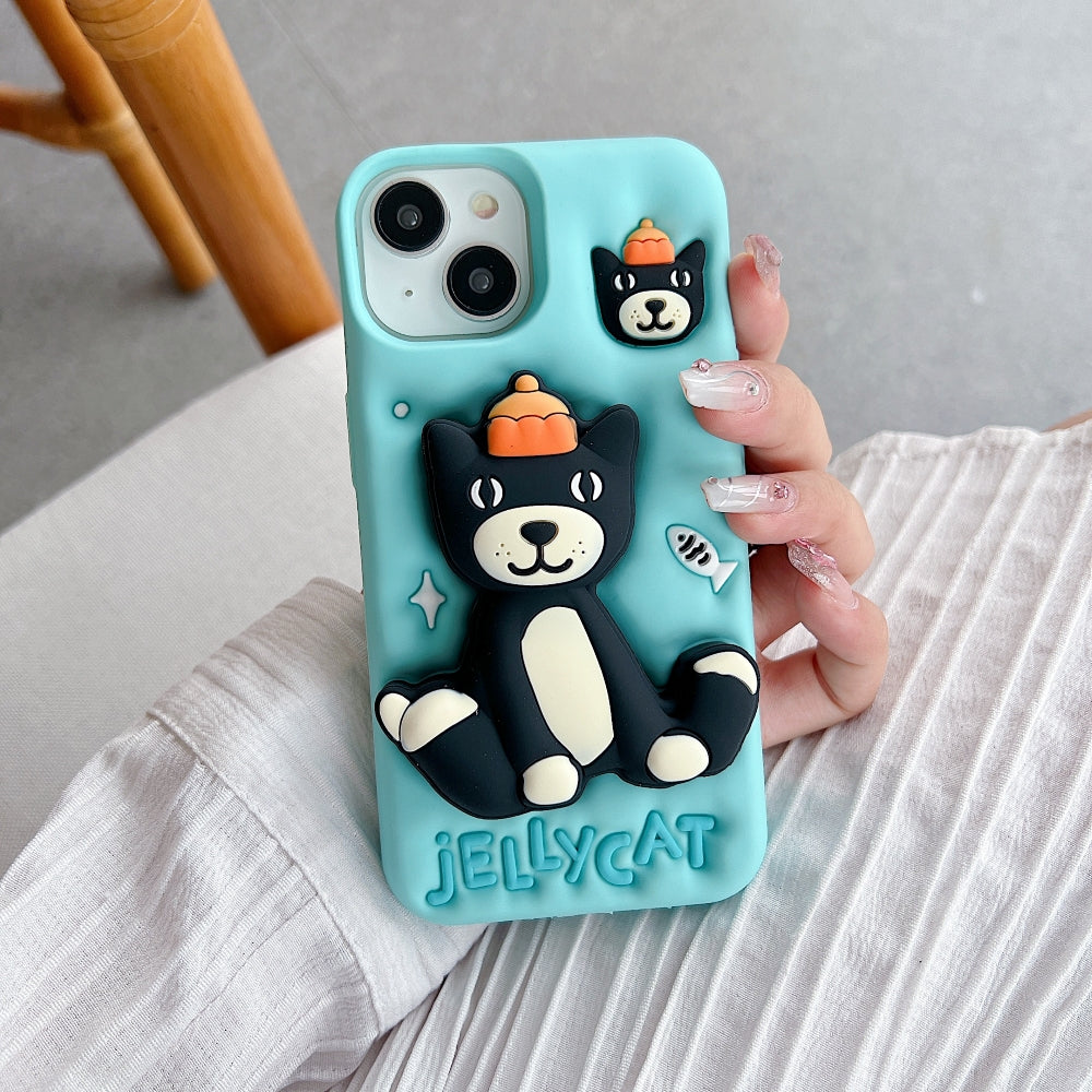 Jelly Cat Stand Silicone Phone Case