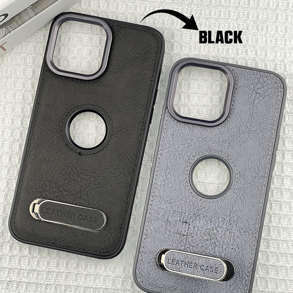 Kickstand Pu Leather Logo Cut Phone Case