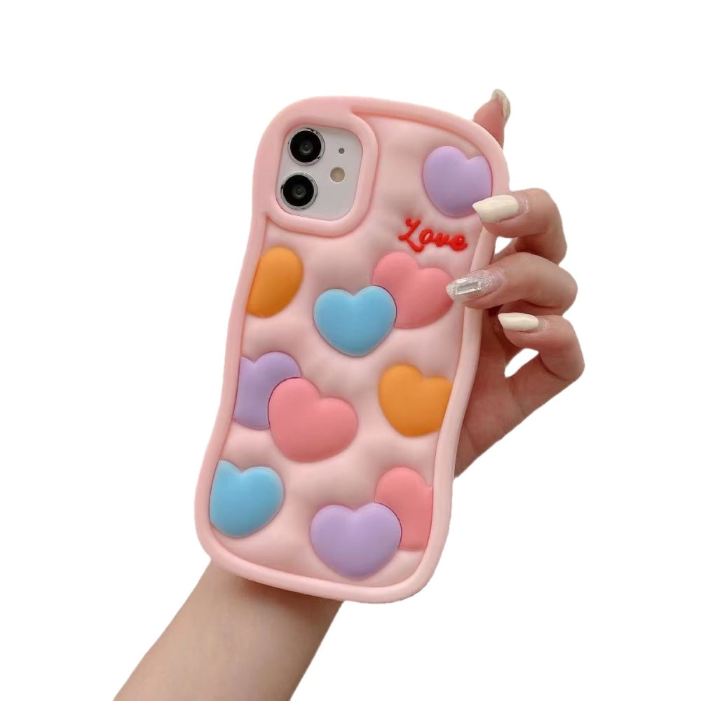 Love Pattern Shockproof Silicone Soft Cover - iPhone 13 Pro