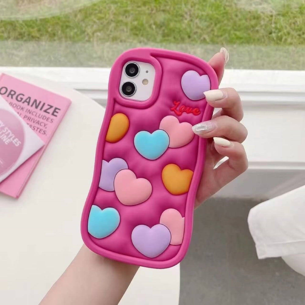 Love Pattern Shockproof Silicone Soft Cover - iPhone 13 Pro