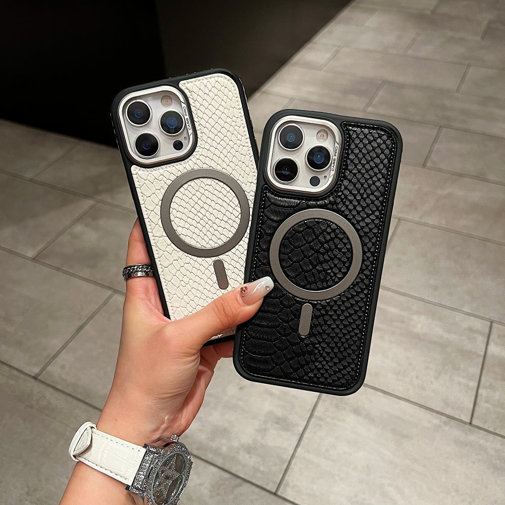 Luxury Crocodile Pattern Leather Magsafe Phone Case