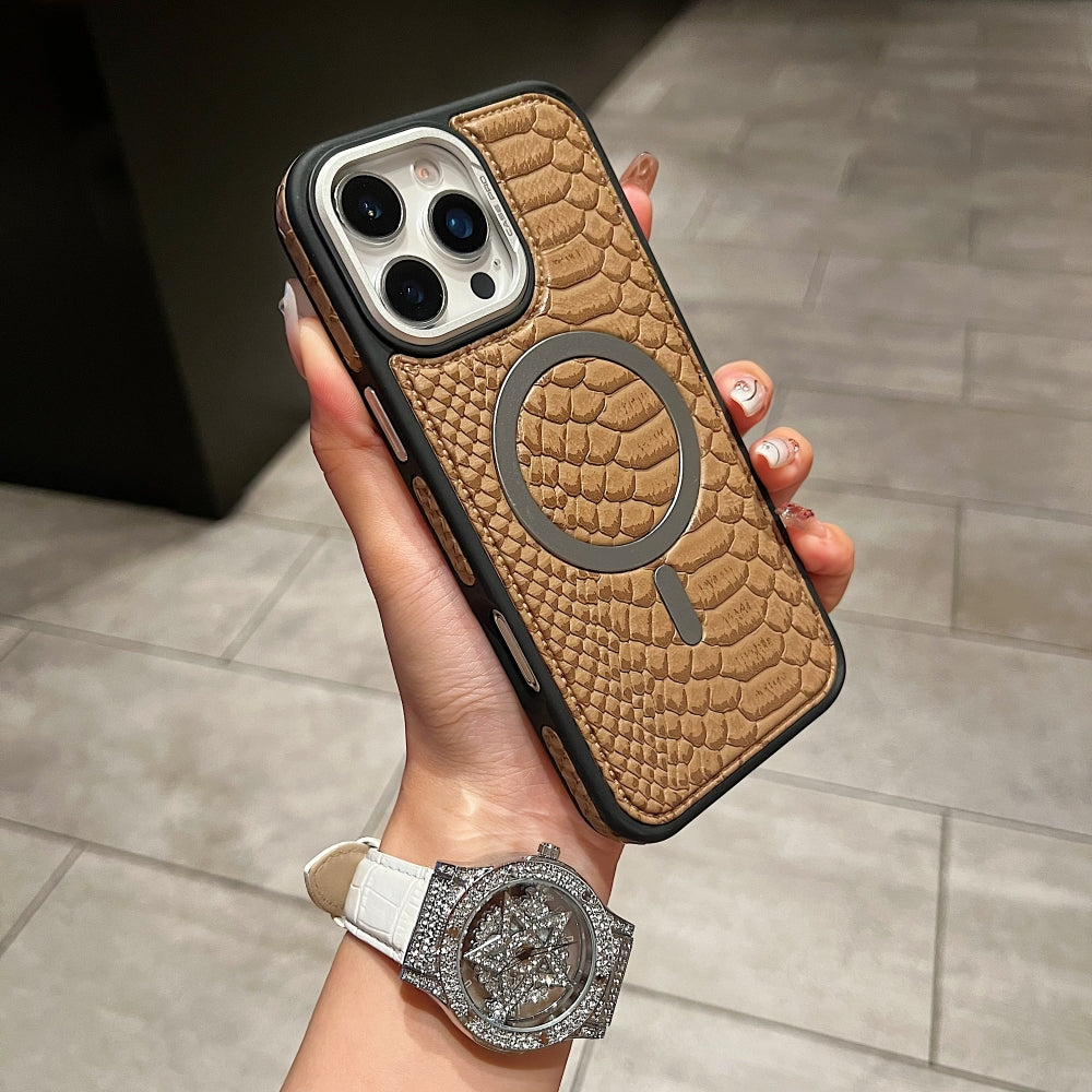 Luxury Crocodile Pattern Leather Magsafe Phone Case