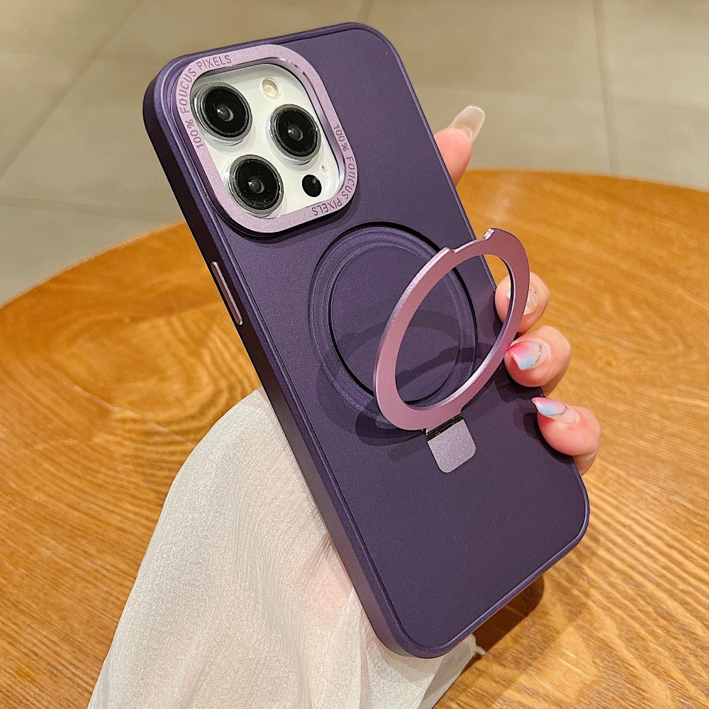 Matte Magsafe with Metal Camera Frame Stand Phone Case
