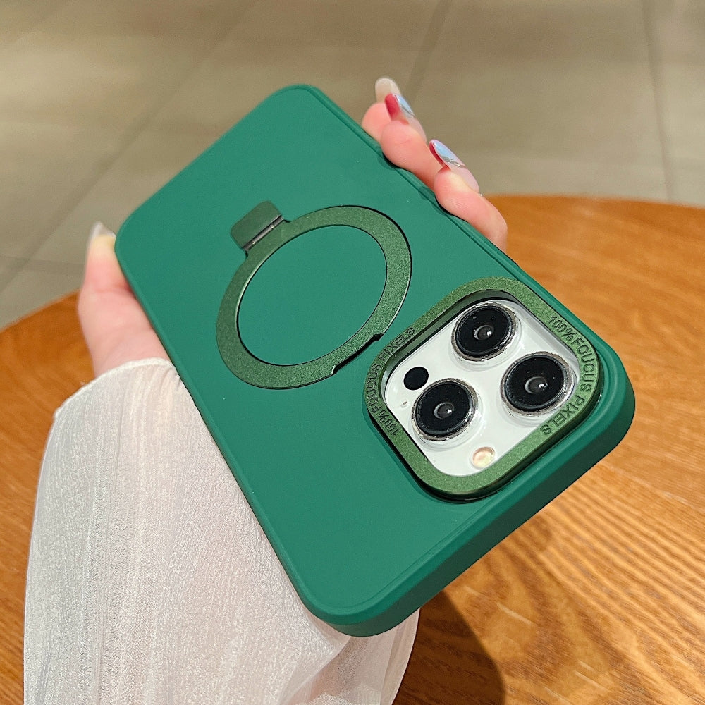 Matte Magsafe with Metal Camera Frame Stand Phone Case