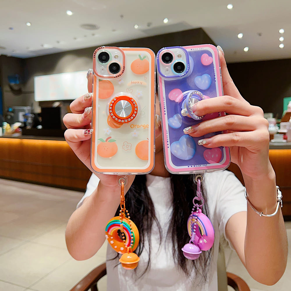 Rotated Ring Holder Printed Case With Charm (Only ₹150 as an Add-on)