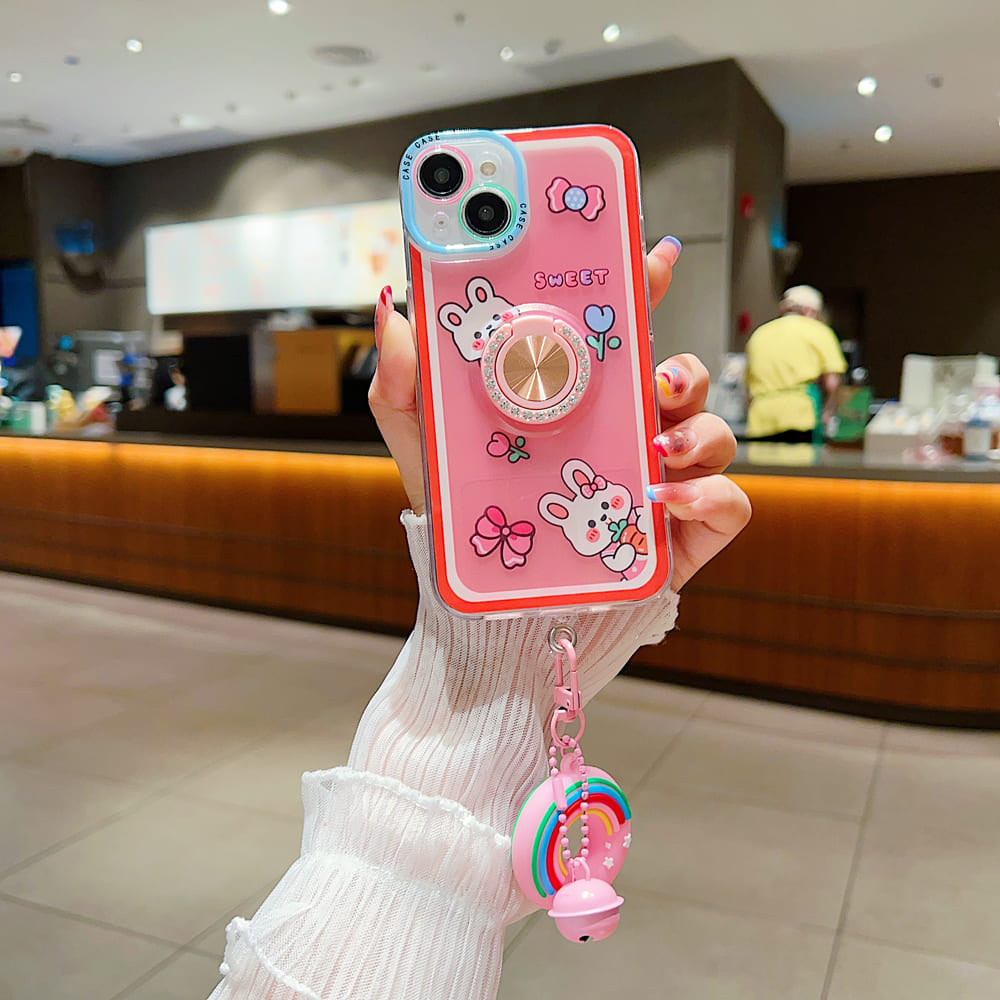 Rotated Ring Holder Printed Case With Charm (Only ₹150 as an Add-on)