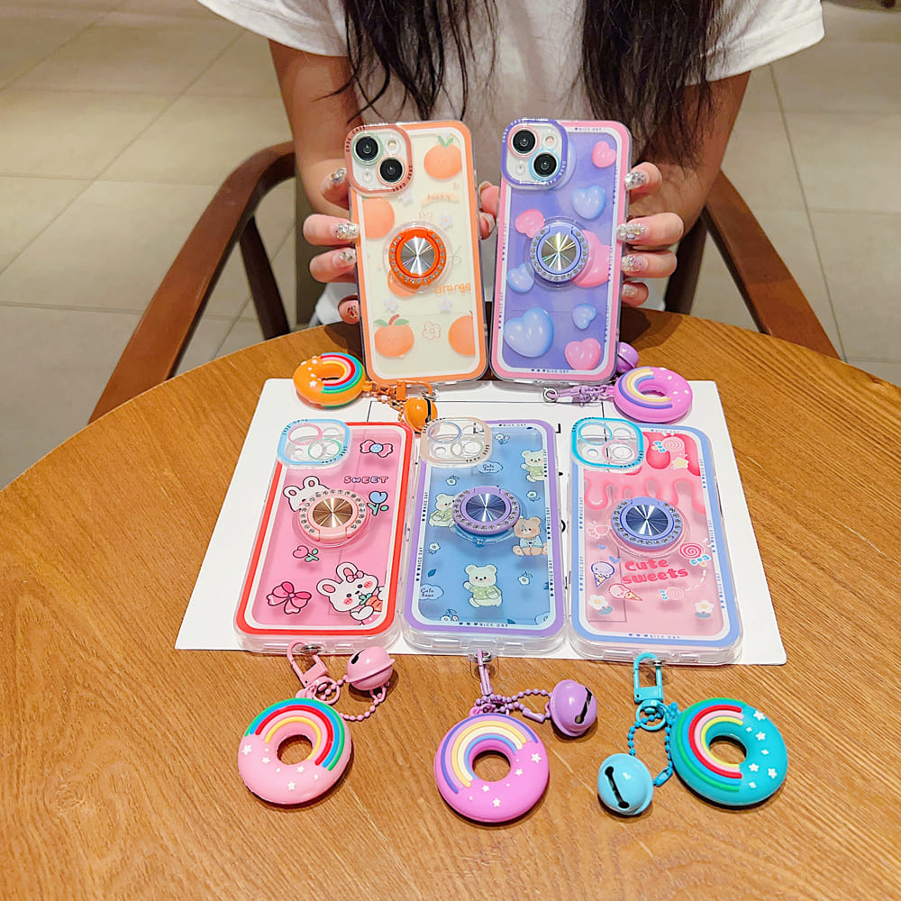 Rotated Ring Holder Printed Case With Charm (Only ₹150 as an Add-on)