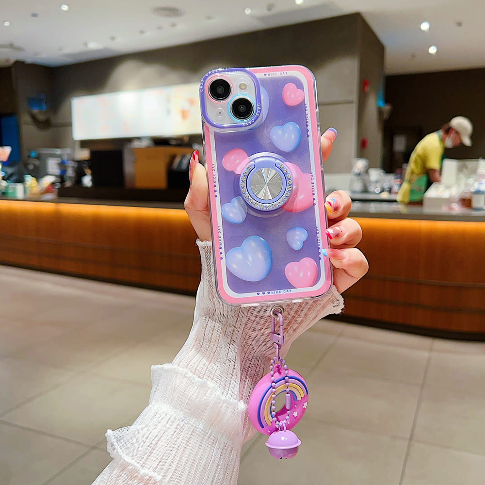 Rotated Ring Holder Printed Case With Charm (Only ₹150 as an Add-on)