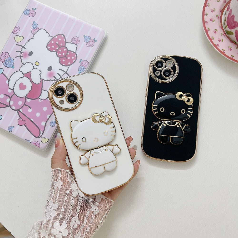 Rotated Kitty Mirror Stand Luxury Electroplated Cover