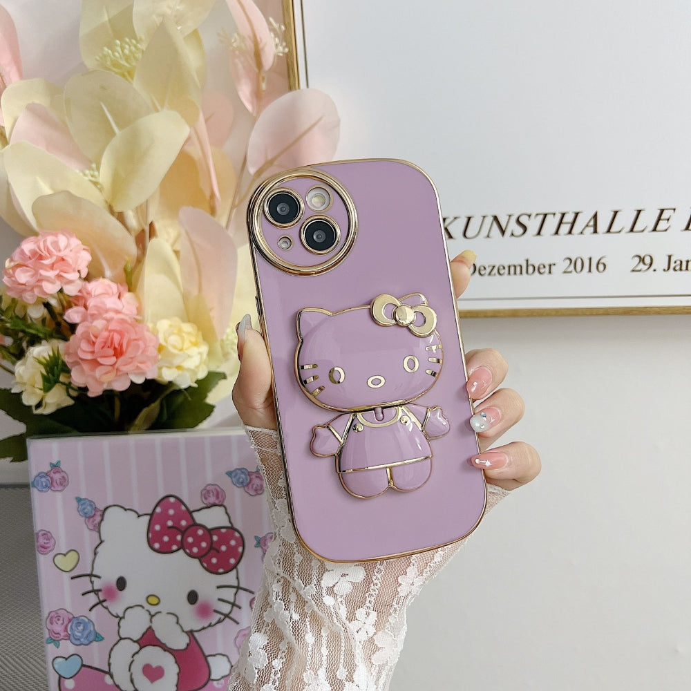 Rotated Kitty Mirror Stand Luxury Electroplated Cover