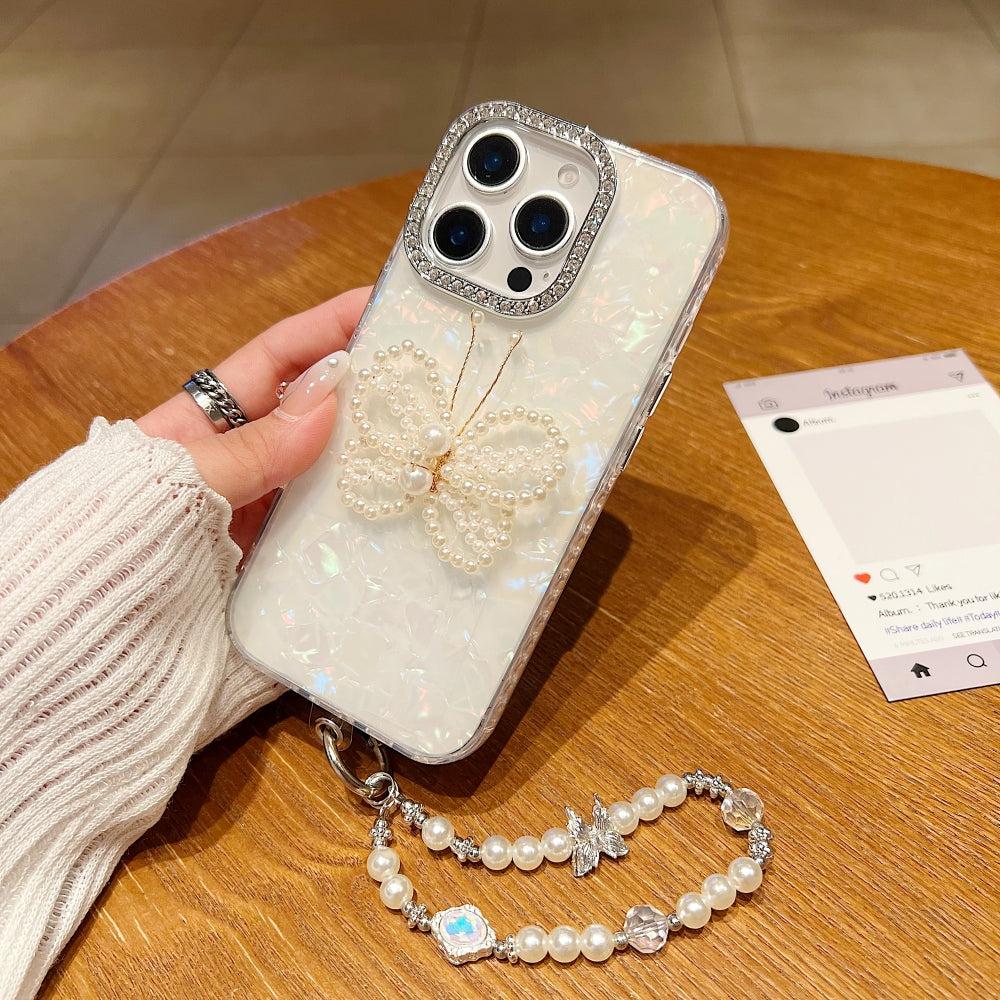 Shining Colorful Clear Pearl Butterfly Phone Case