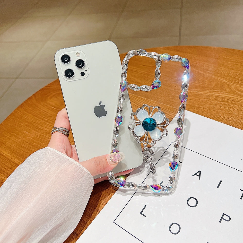 Sunflower Diamond Border Transparent Phone Case