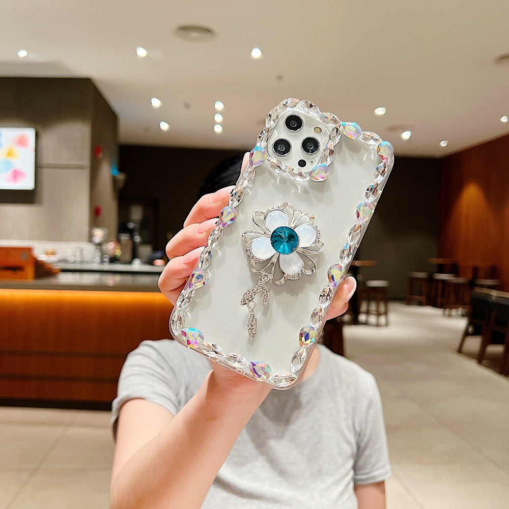 Sunflower Diamond Border Transparent Phone Case