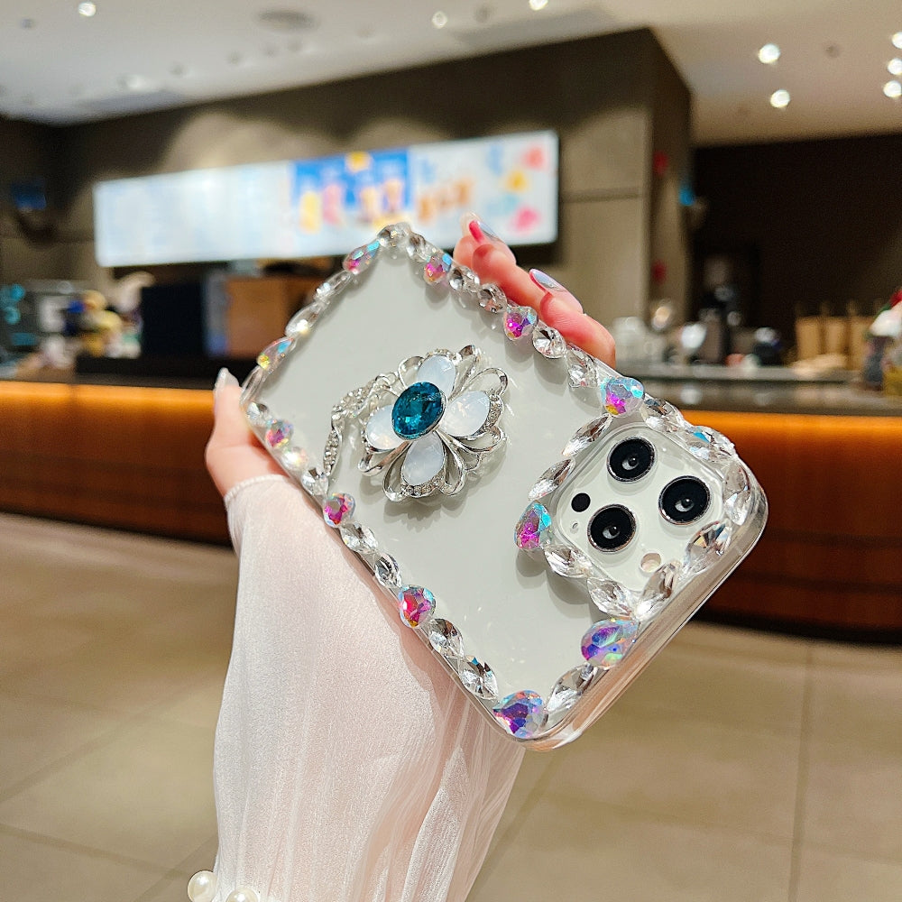 Sunflower Diamond Border Transparent Phone Case