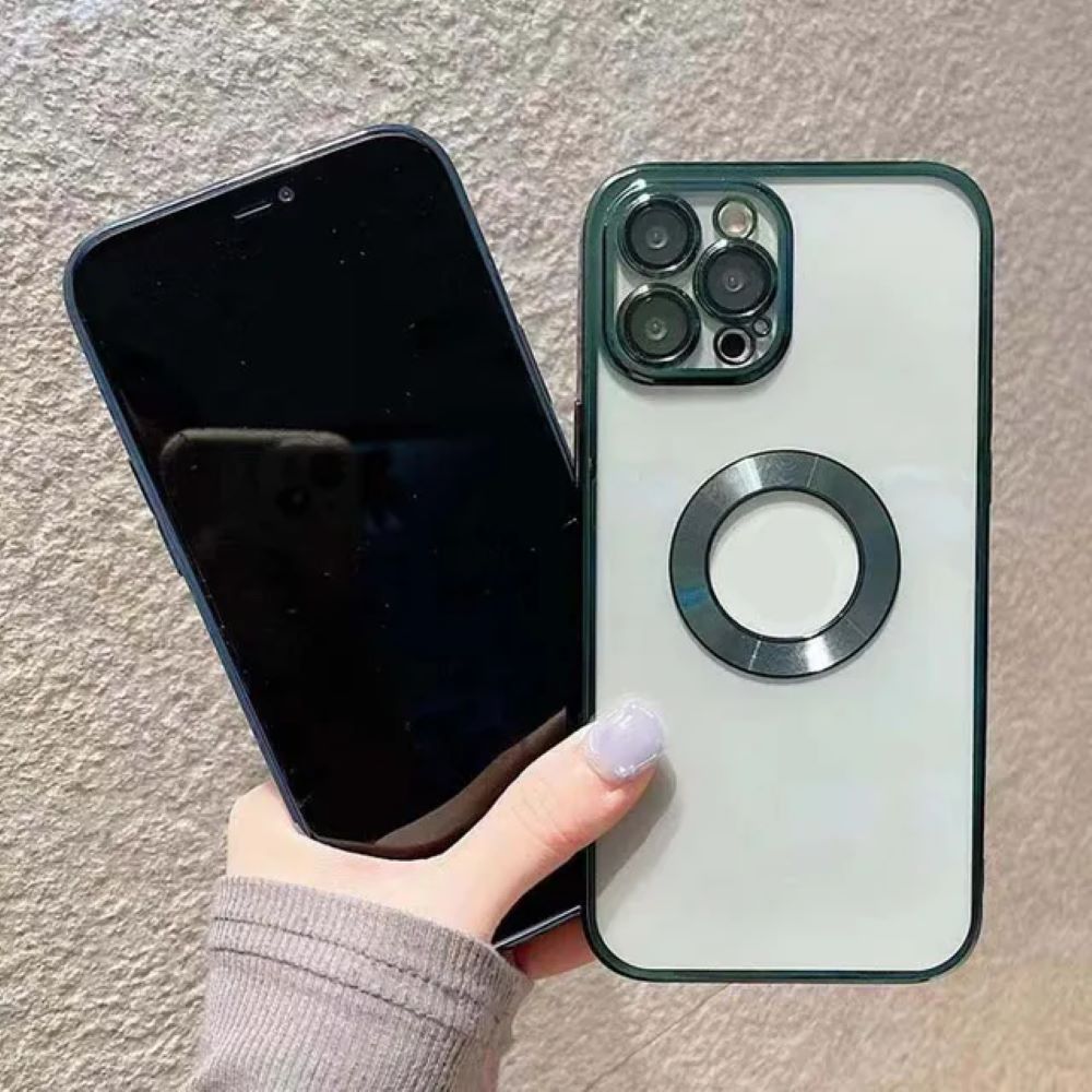 Transparent Chrome Ring Camera Protection Case - iPhone Series